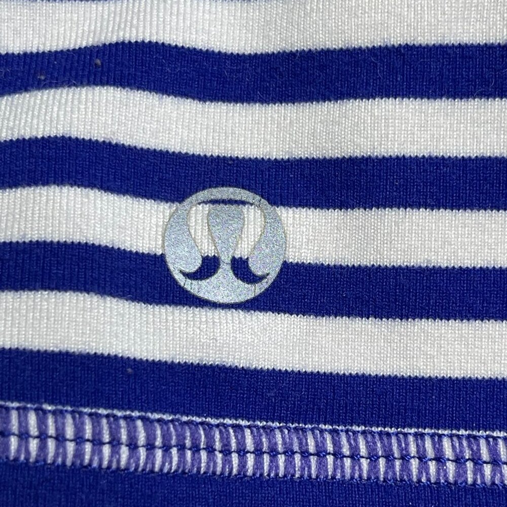 Lululemon Women's Blue White No Limit Striped Tank Top Size 2 - Picture 6 of 6